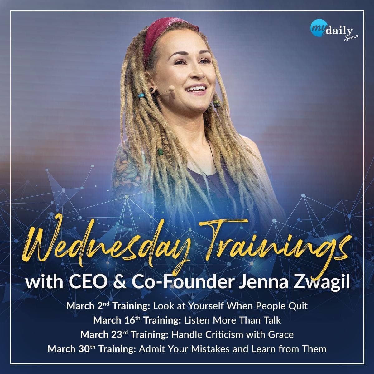 Upcoming March Trainings w/CEO & Founder Jenna Zwagil